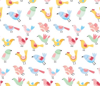 Sevimli çizgi film kuşları, vektör çizimi