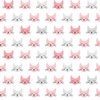 Çizgi film kedileri ve vektör illüstrasyonuyla sevimli bir arkaplan