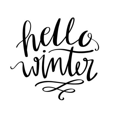 el yazısı merhaba kış, vektör illüstrasyonu