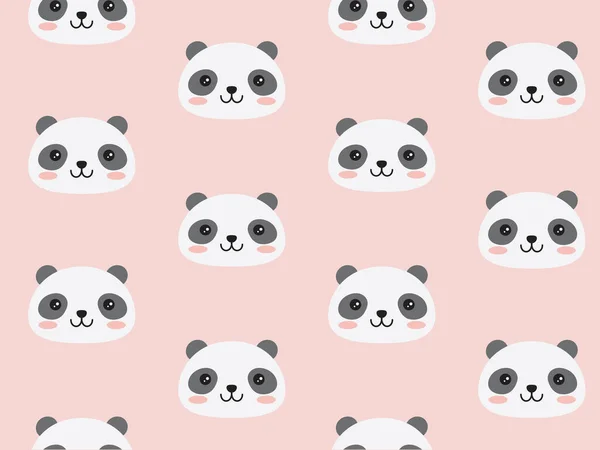 Χαριτωμένο Φόντο Πρόσωπα Pandas Κινουμένων Σχεδίων Διανυσματική Απεικόνιση — Διανυσματικό Αρχείο