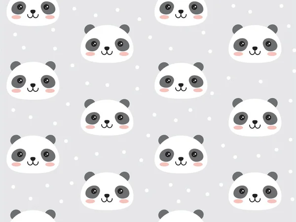 Χαριτωμένο Φόντο Πρόσωπα Pandas Κινουμένων Σχεδίων Διανυσματική Απεικόνιση — Διανυσματικό Αρχείο
