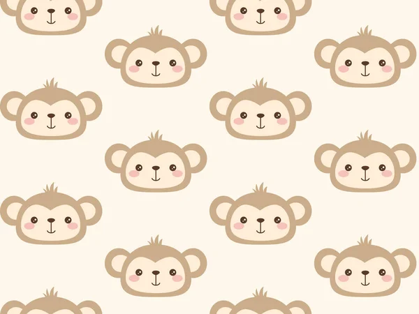 Χαριτωμένο Φόντο Πρόσωπα Μαϊμούδες Κινουμένων Σχεδίων Διανυσματική Απεικόνιση — Διανυσματικό Αρχείο