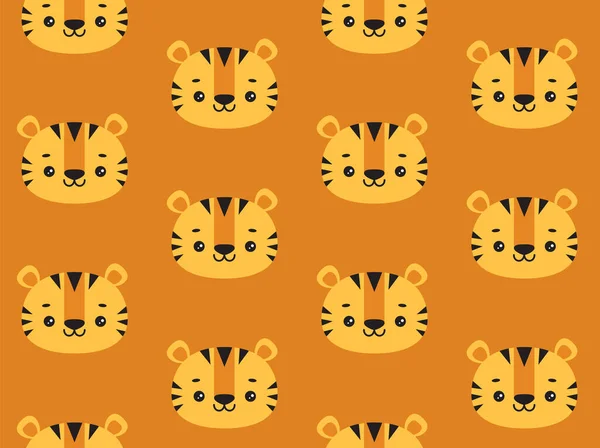 Fondo Lindo Con Caras Tigres Dibujos Animados Ilustración Vectores — Vector de stock