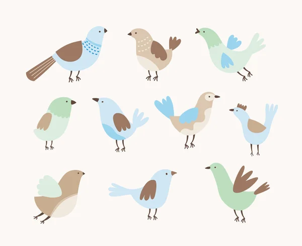 Mignon Oiseaux Dessin Animé Illustration Vectorielle — Image vectorielle