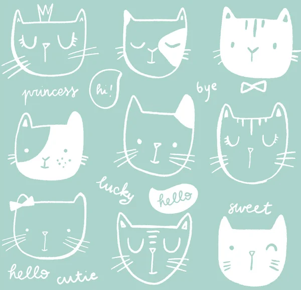 卡通猫的可爱背景 矢量图解 — 图库矢量图片