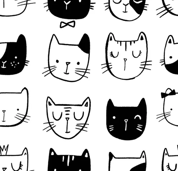 Lindo Fondo Con Gatos Dibujos Animados Ilustración Vectorial — Archivo Imágenes Vectoriales