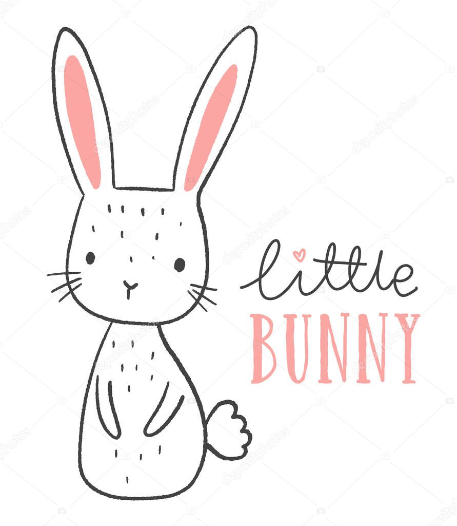 Cute cartoon bunny, vector illustration