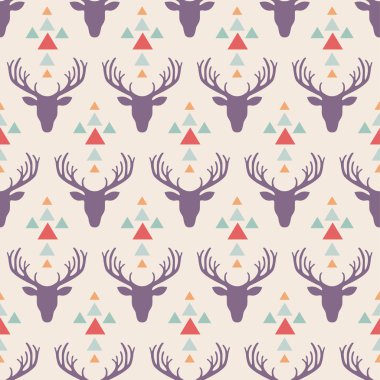 Sevimli karikatür geyik deseni, vektör çizimi 