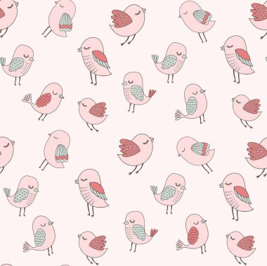 Sevimli çizgi film kuşları, vektör çizimi