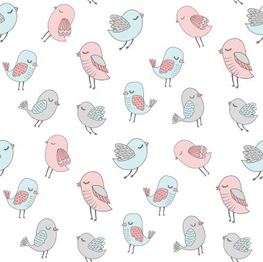 Sevimli çizgi film kuşları, vektör çizimi