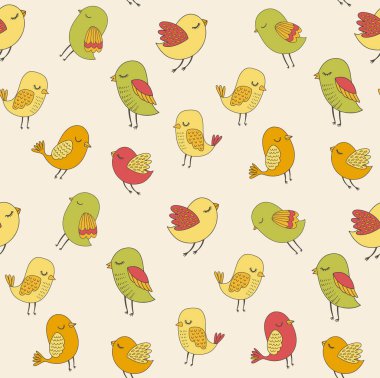 Sevimli çizgi film kuşları, vektör çizimi