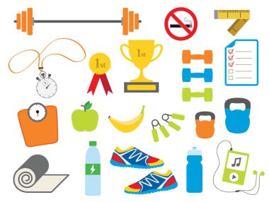 Hoş çizgi film uygunluğu seti, vektör illüstrasyonu 