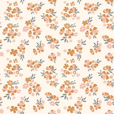 Çizgi film çiçek vektör çizimleriyle sevimli bir arkaplan