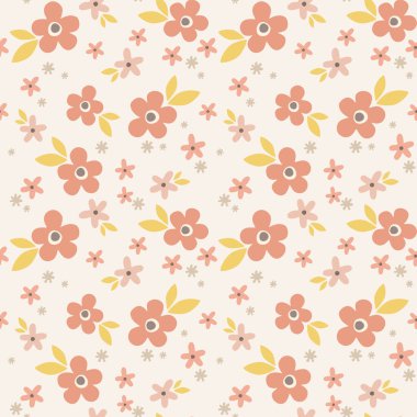 Çiçek vektör çizimleriyle sevimli karikatür arkaplanları