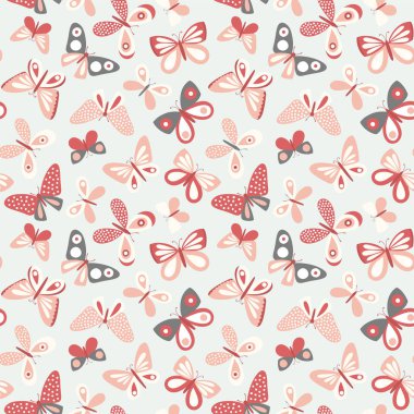 Çizgi film kelebekleri ve vektör illüstrasyonuyla sevimli bir arkaplan.