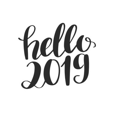 Yeni yıl şirin çizgi film metni, vektör illüstrasyonu 