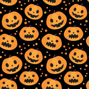 Şirin çizgi film desenli balkabakları, vektör illüstrasyonu