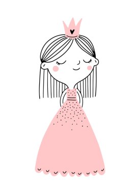 Şirin çizgi film prensesi, vektör çizimi.