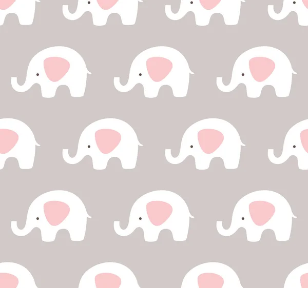 Söt Bakgrund Med Tecknade Elefanter Vektor Illustration — Stock vektor