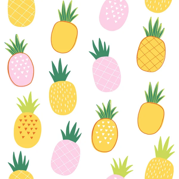 Netter Hintergrund Mit Cartoon Ananas Vektorillustration — Stockvektor