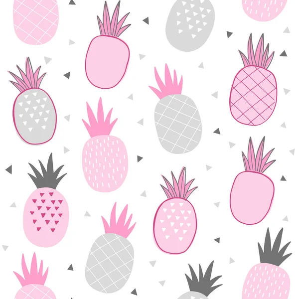 Netter Hintergrund Mit Cartoon Ananas Vektorillustration — Stockvektor