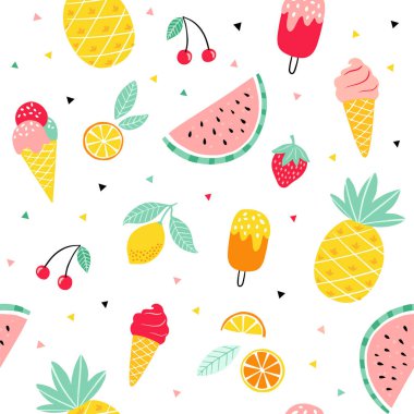 Çizgi film yaz yemekleri, vektör illüstrasyonu