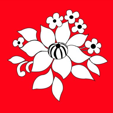 Çiçek ve yaprak şeklinde yaratıcı bir kompozisyon. Çiçek süsü yakın plan. Kağıt ya da kumaş üzerine yazdırmak için malzeme.