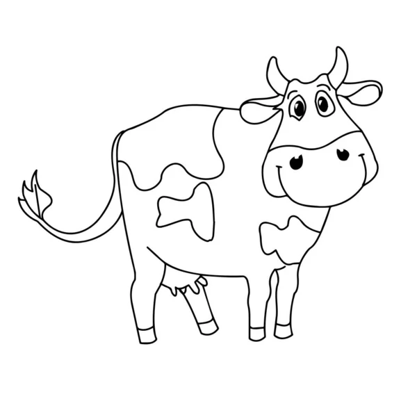 Une Vache Silhouette Contour Animal Sur Fond Blanc Gros Plan — Image vectorielle