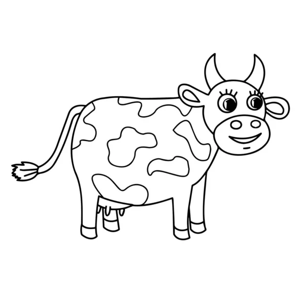 Una Vaca Silueta Contorno Animal Sobre Fondo Blanco Cerca Ilustración — Vector de stock