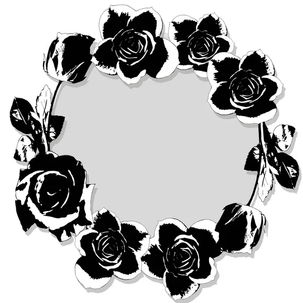 Fondo Decorativo Tricolor Con Elementos Florales Rosa Blanca Negra Cerca — Foto de Stock