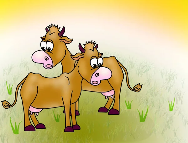Pets. Cow. An illustration with the image of cartoon animals for children.