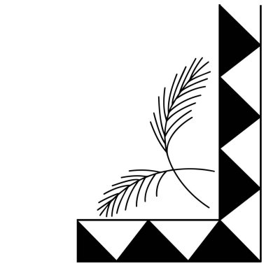 Desenli bir parça. Beyaz arkaplandaki vektör grafik ögesi. Süsler ve pürüzsüz desenler yaratmak için malzeme.