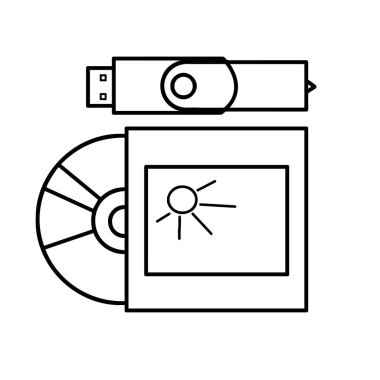 Beyaz arkaplanda kontur ikonu olan yaratıcı bir kompozisyon. Grafik tasarımı. Yakın plan. Vektör. Yaratıcılık, sanat, öğrenme ve toplum için bir simge.