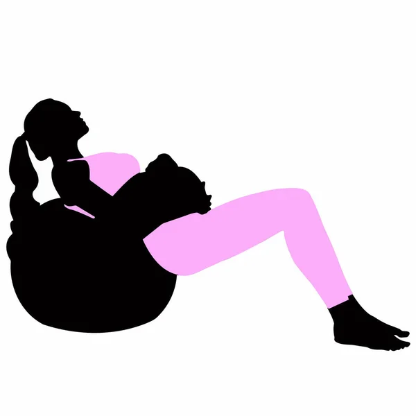 Pregnant Woman Silhouette Gymnastics Ball Future Mother Vector Illustration — Stock Vector