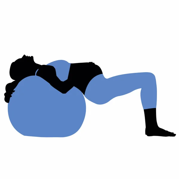 Pregnant Woman Silhouette Gymnastics Ball Future Mother Vector Illustration — Stock Vector