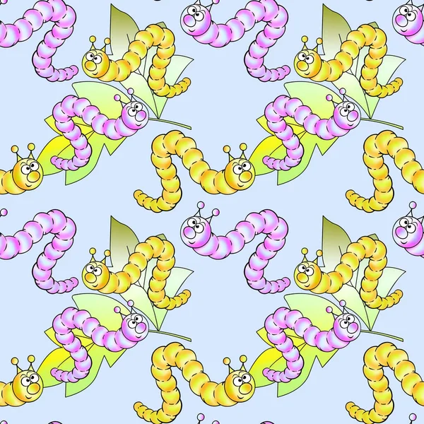 Les Chenilles Sont Des Animaux Dessin Animé Seamless Pattern Bright — Photo