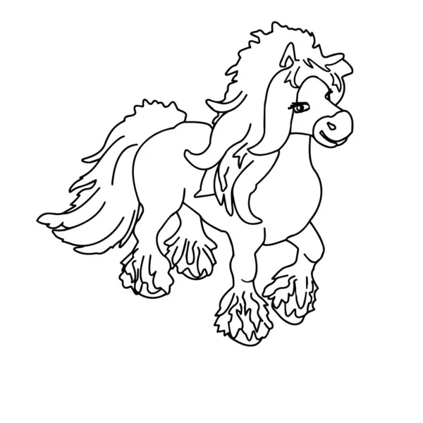 Animal Desenhos Animados Cavalo Sobre Fundo Branco Close Desenho Contorno — Vetor de Stock