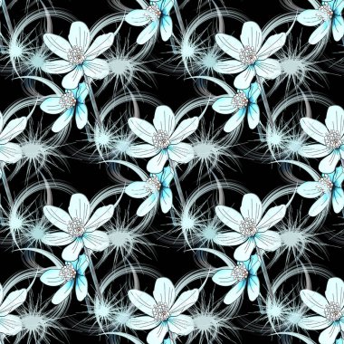 Bahçe çiçeği desenli dekoratif bir arka plan. Kağıt ve kumaş üzerine baskı için resim. Çiçek deseni.