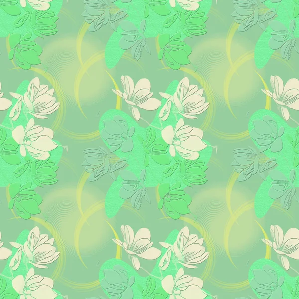 Dekorativer Hintergrund Mit Dem Bild Von Blumensträußen Garten Illustration Zum — Stockfoto