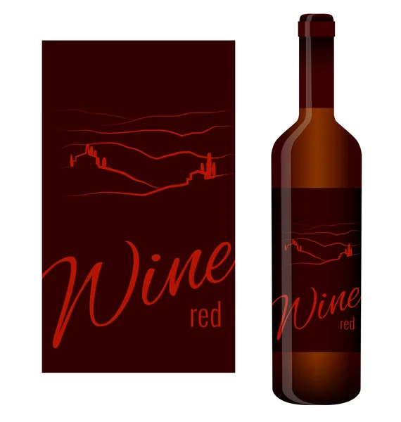 Винная этикетка и бутылка вина — стоковый вектор