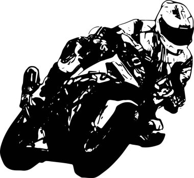 Motosiklet ikonu ya da tabela. Motosiklet ya da motosikletin siyah silueti.