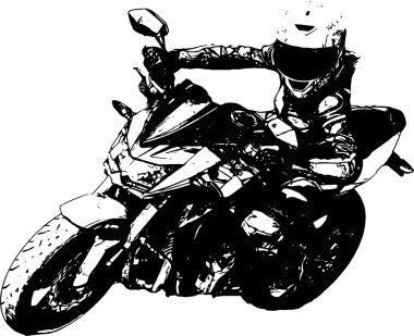 Motosiklet ikonu ya da tabela. Motosiklet ya da motosikletin siyah silueti.