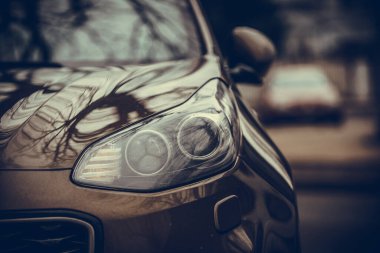 Araba farları. Dış görünüm kapatma ayrıntısı