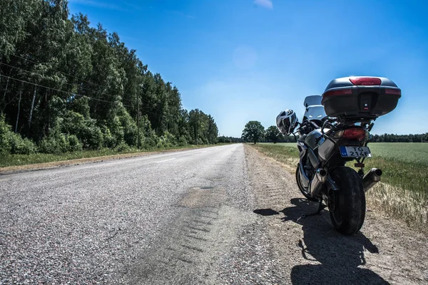 2020 Riga Latvia Motorcycle Side Road Field — Photo