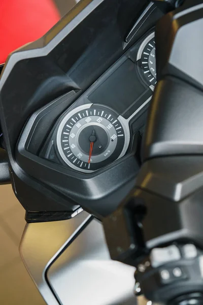 Motorcycle dashboard. Motorcycle Speedometer. Close up view