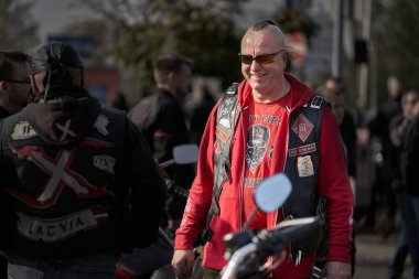 Riga, Latvia - September 22, 2020: Bikers celebrated the opening of motorcycling season by ride over city