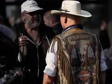 Riga, Latvia - September 22, 2020: Bikers celebrated the opening of motorcycling season by ride over city