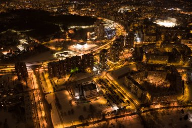 Aerial view of Riga at night