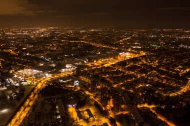 Aerial view of Riga at night