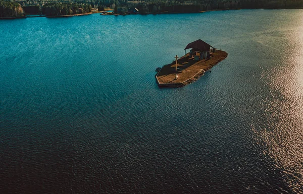 Old church isolated on an island.